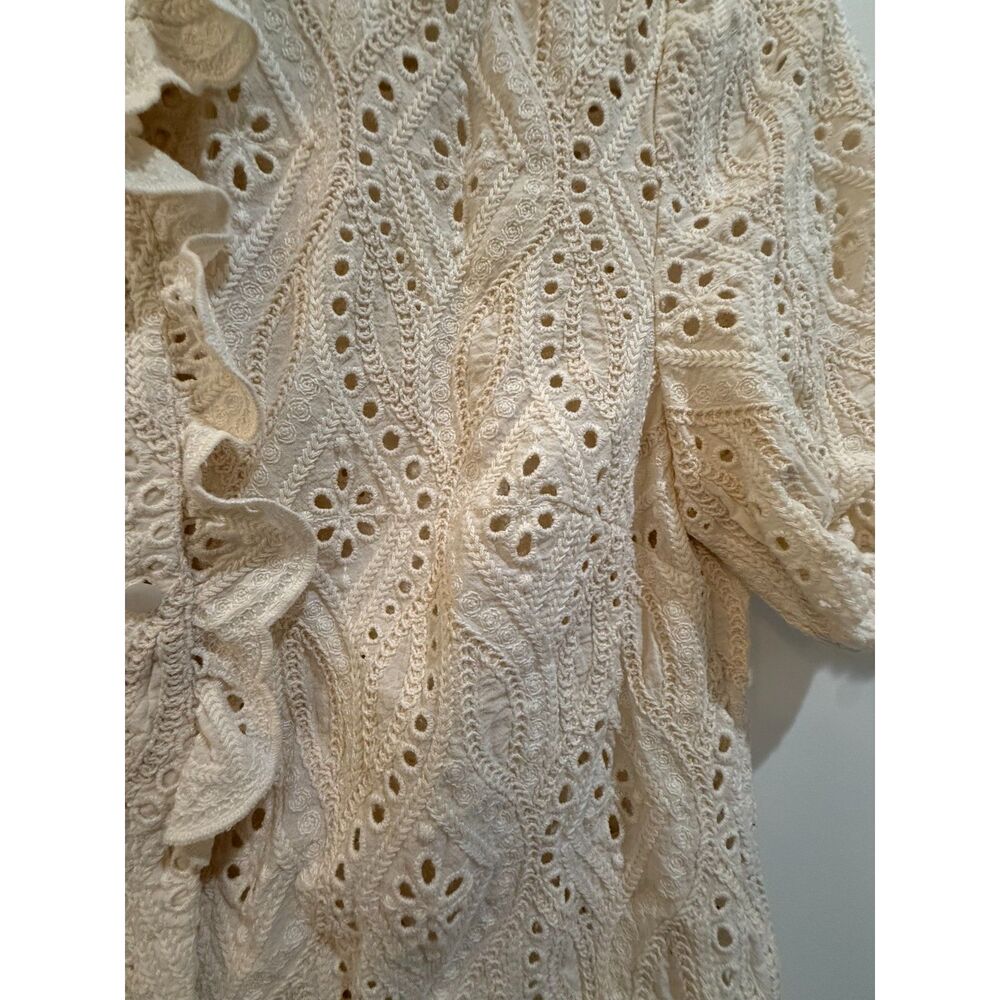 Sézane Cream Eyelet Lace Ruffle Top Size 34 (US XS) Parisian - Picture 8 of 9